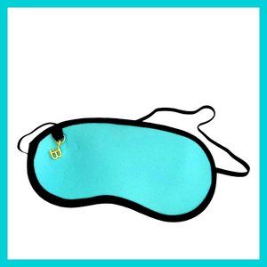 Balmain Paris Sleeping Mask Turquoise Blue Neoprene Padded Logo Gold Tone Charm
